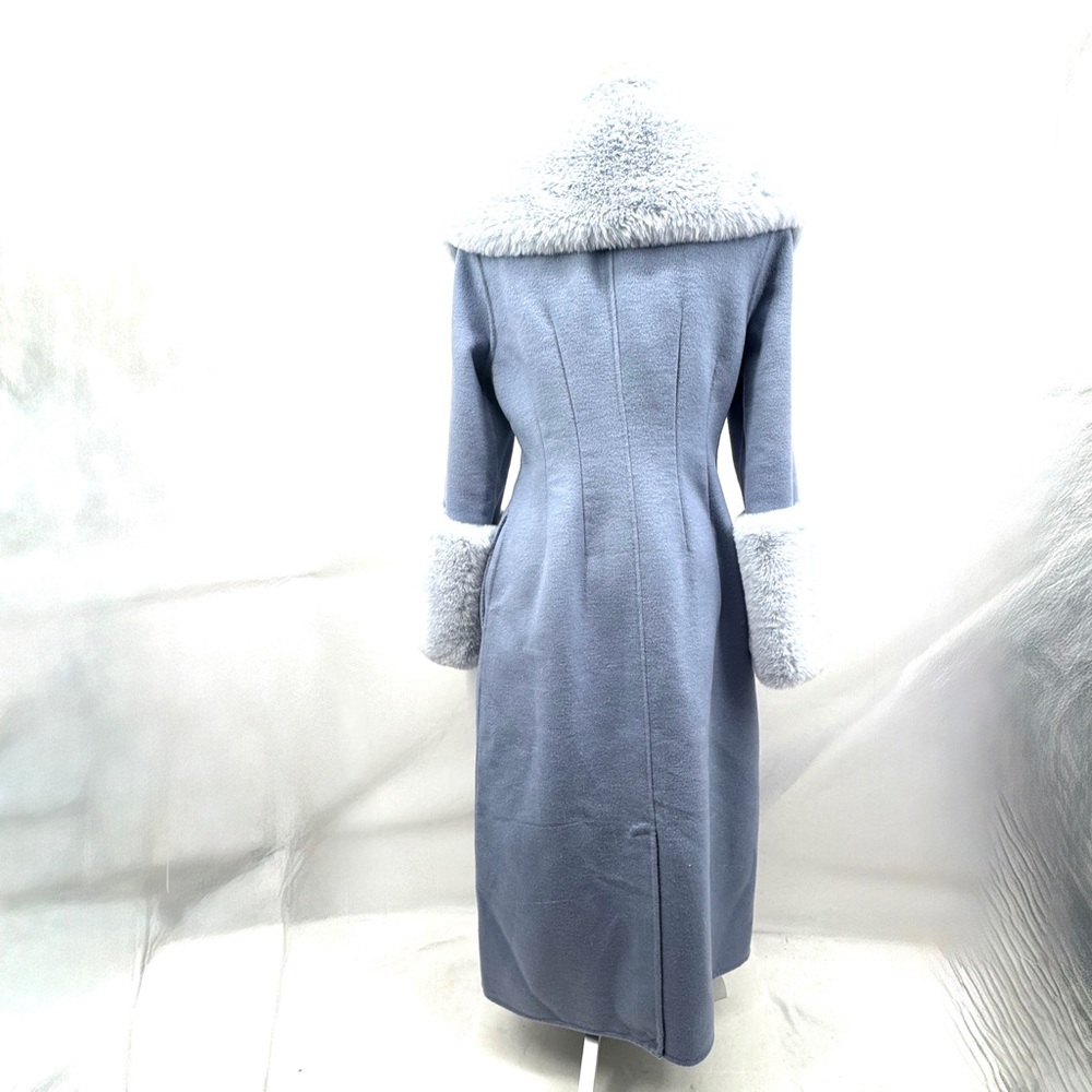 House of Harlow 1960 Ice Blue Faux Fur Wool Blend Winter Designer Coat - Picture 6 of 13